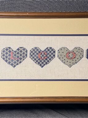 Vintage Charm for Your Entryway beautiful hand-stitched cross stitch wall piece